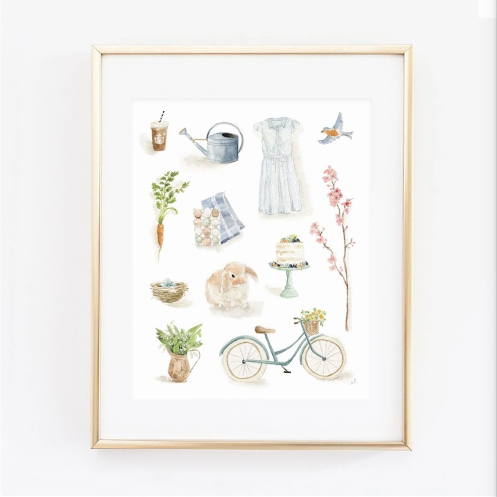 Emily Lex springtime print new in package. Spring delights.  Watercolor print.